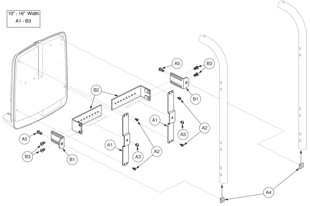 Electronics Mount - Pediatric Size Compact Brackets, Offset parts diagram