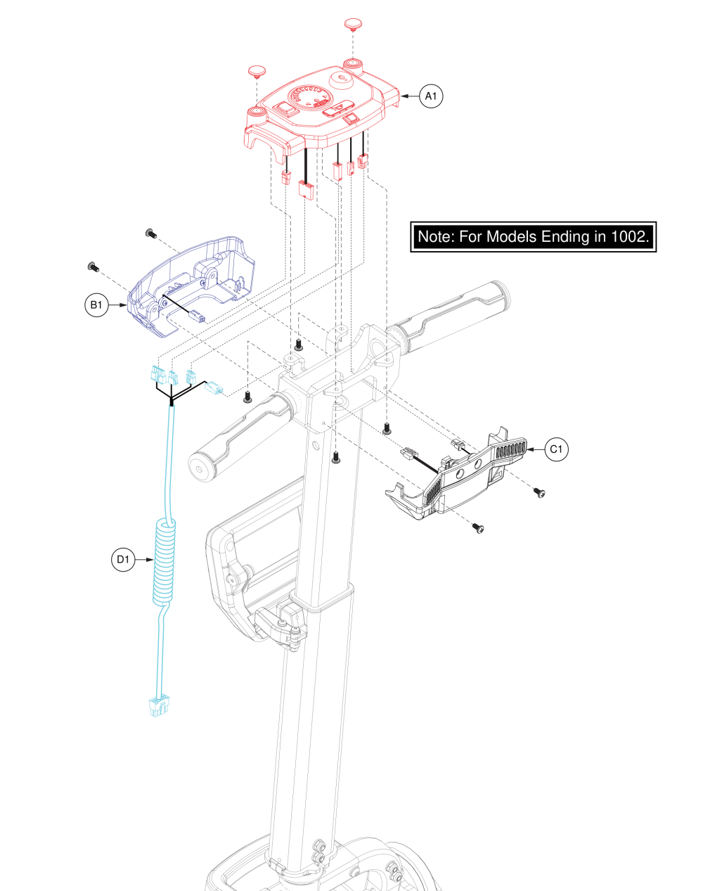 Console Assy, For Models Ending In 1002. parts diagram