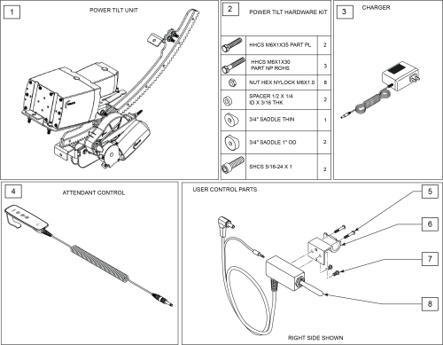 Power Tilt Retro Kit parts diagram