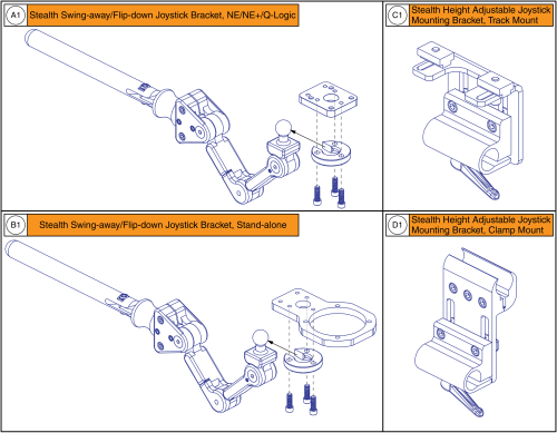 Stealth Swing-away / Flip Down Joystick Brackets & Mounts parts diagram