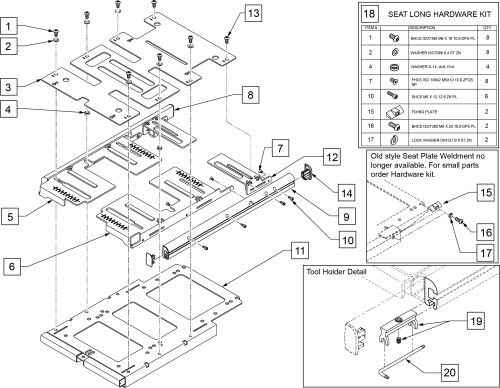 Pro Seat Frame Assembly Long parts diagram