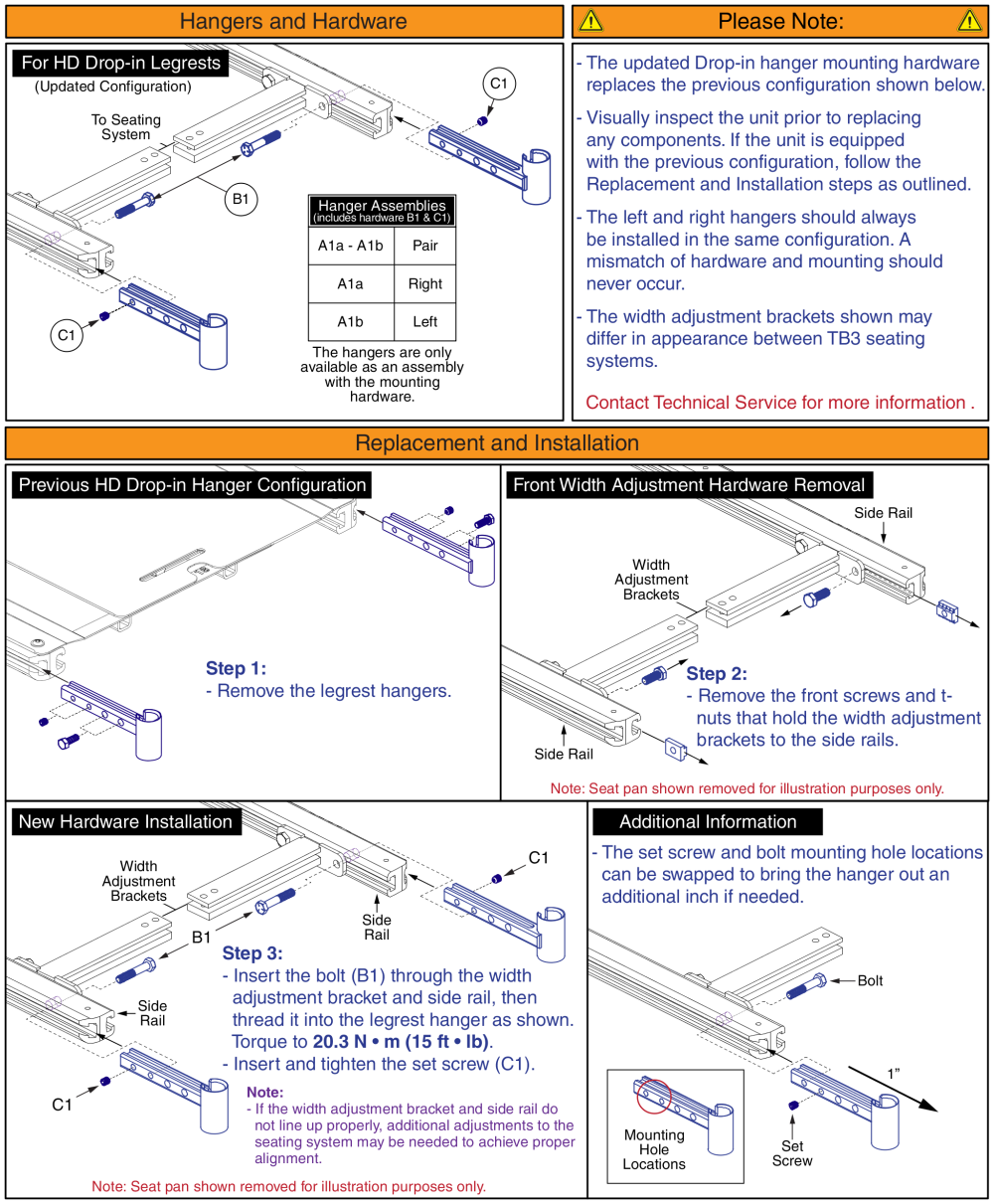 Hd Drop-in Legrest Hangers - Tb3 Seating parts diagram