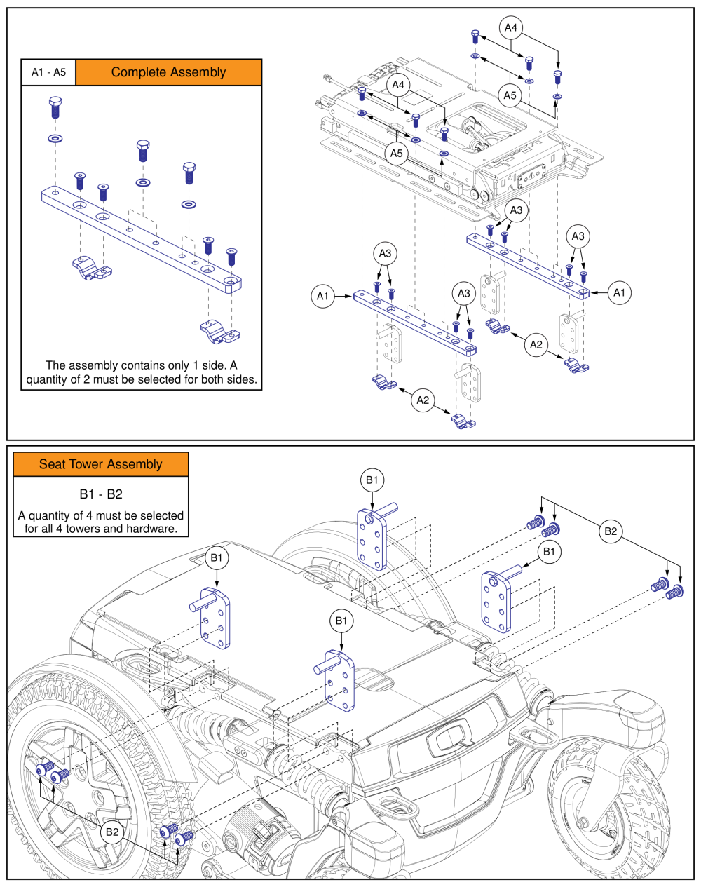 Reac Lift Seat Interface, R-trak parts diagram