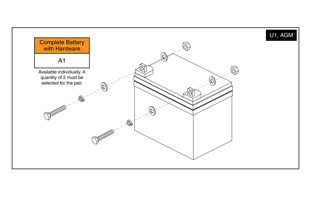 Universal Battery, U1, Agm parts diagram