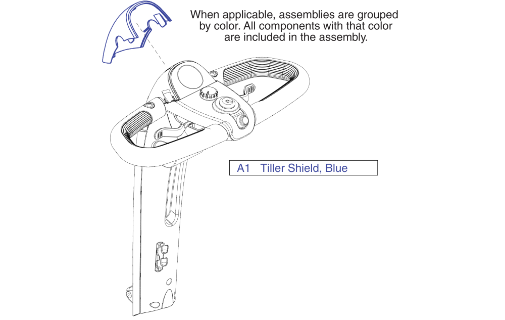 Tiller Shield, Gogo Sport / Lx parts diagram