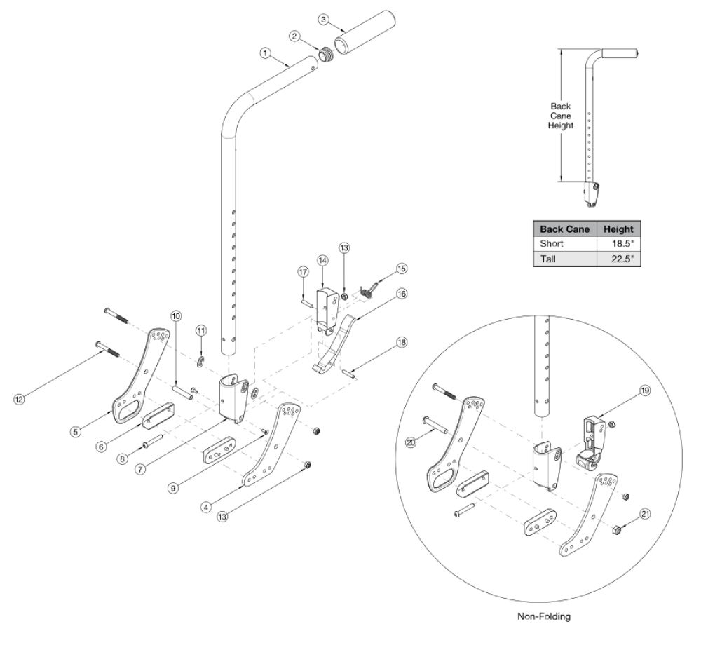 Cr45 Stroller Handle Backrest parts diagram
