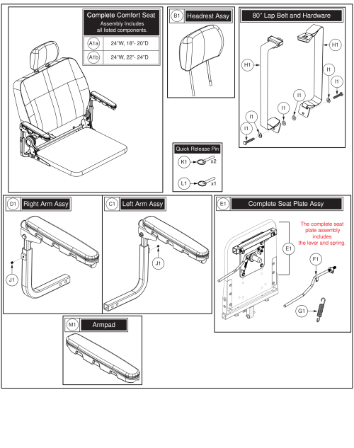 Hd Solid Seat Pan Assembly, Hi-back, 115°, 18 To 24w, W/pride Logo parts diagram