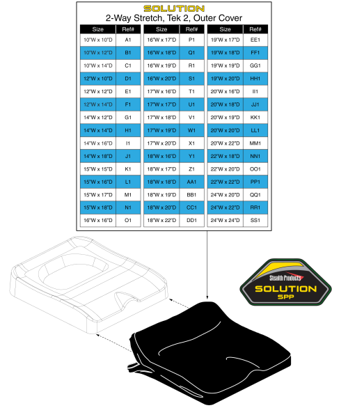 Outer Cover, 2-way Stretch (tek 2) - Stealth Solution parts diagram