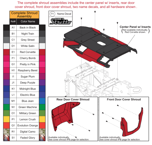 Center Shroud W/ Painted Inserts , Q6 Edge 3 Stretto parts diagram