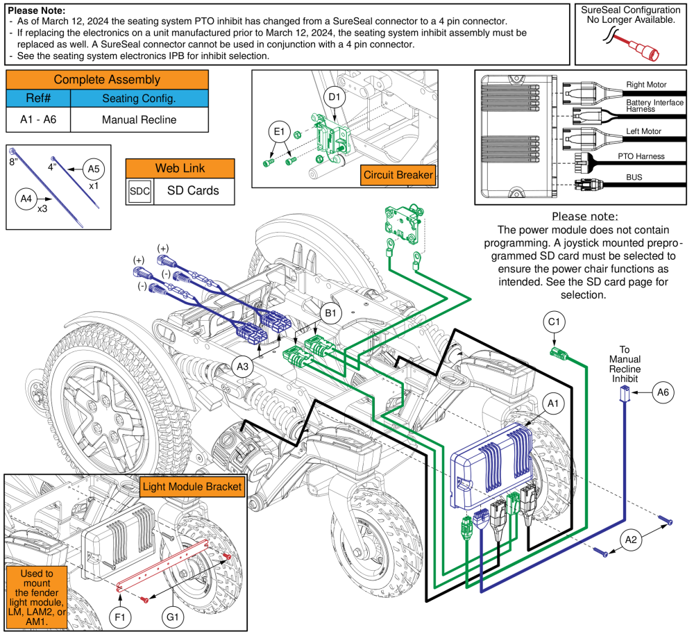 Ql3 Electronics, Manual Recline, Standard Fender / No Pto Qbc, 4front 2 parts diagram