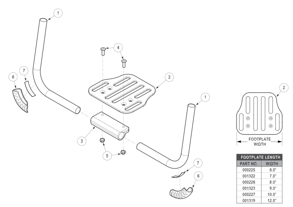 Ethos Angle Adjustable Footrest parts diagram