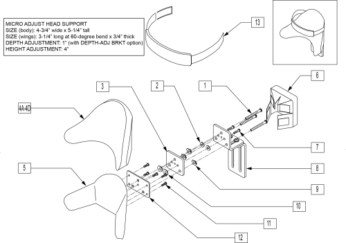 Micro Adjust Head Support parts diagram
