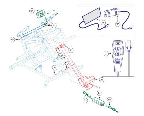 Heat/massage Motor Assy - Okin Emc parts diagram