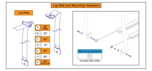 Lap Belts, Sof Captain Seat W/ Ilevel parts diagram