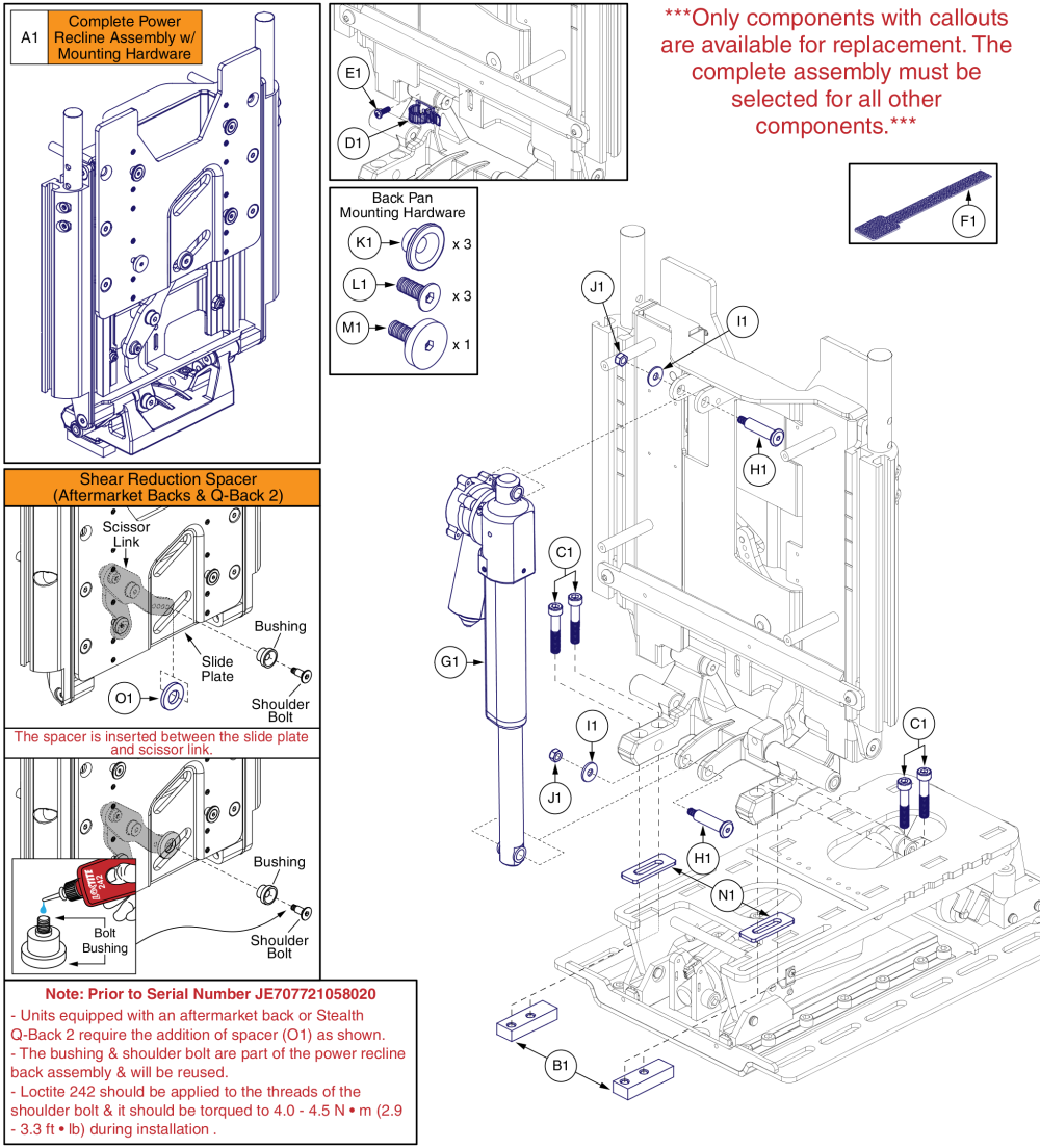 Power Recline Back Assy, For Tb3.5 (v2) Tilt Seat parts diagram