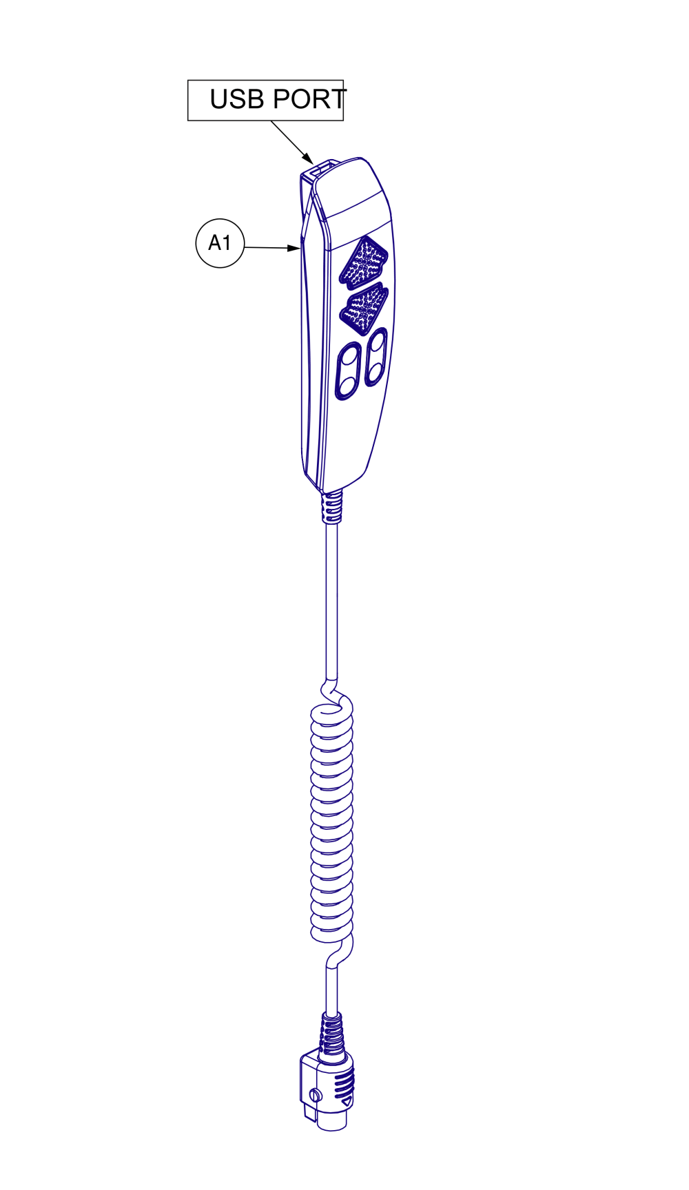 Hand Control, Assembly, Usb, Infinite Position, No Logo parts diagram