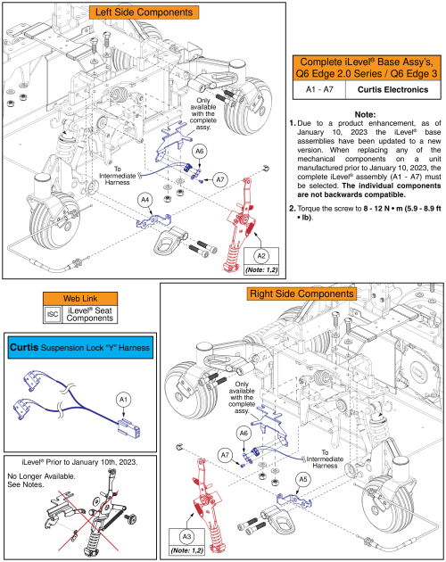 Ilevel Base Components, Curtis, Q6 Edge 2.0/3 parts diagram