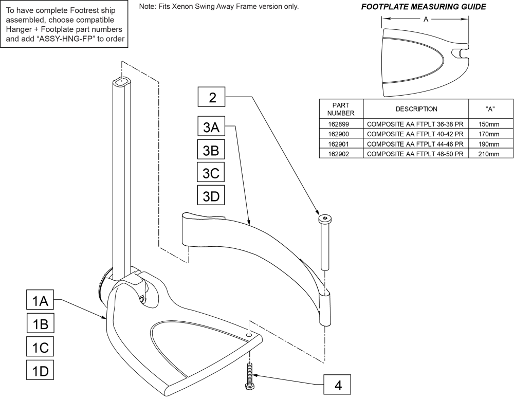 Composite Angle Adjustable Footplate parts diagram