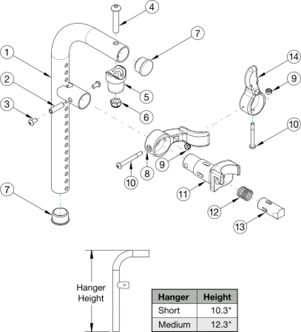 90 Degree Front Mount Hanger parts diagram