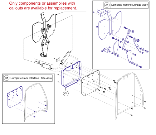 Recline Back Standard Parts, Tb2, Tru-comfort parts diagram