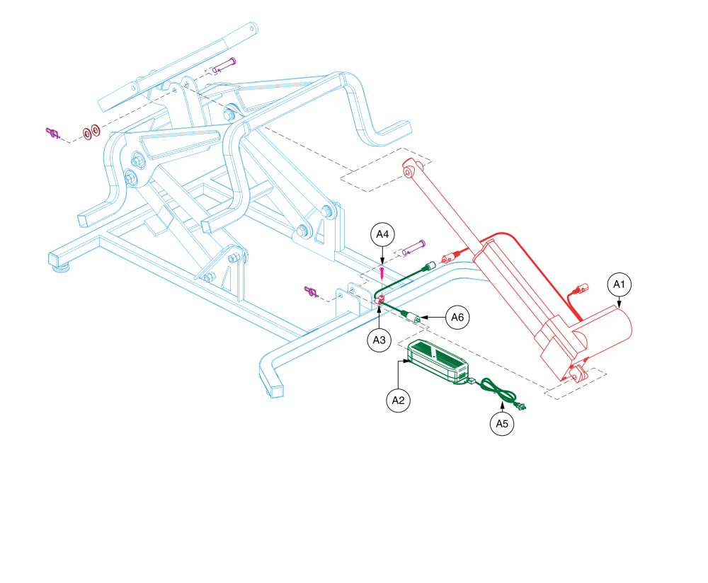 Nm158 Single Motor Lift Chair parts diagram