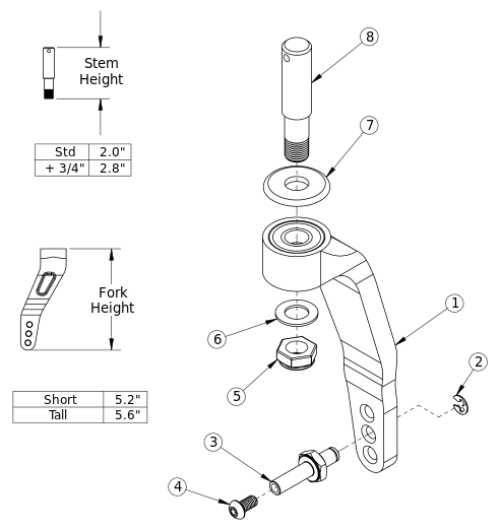 Rogue / Clik Single Sided Fork parts diagram