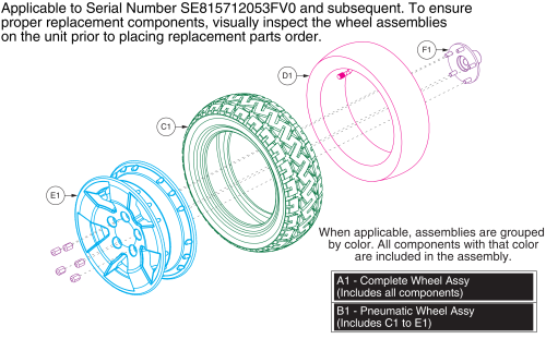 Wheel Assembly, Low Profile Rear Pneumatic Wheel.  (s/n Se815712053fv0 And Sub.), Pursuit Xl - S714 parts diagram