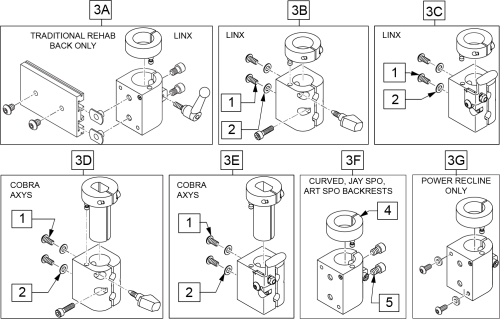 Power Chair Headrest Clamps parts diagram