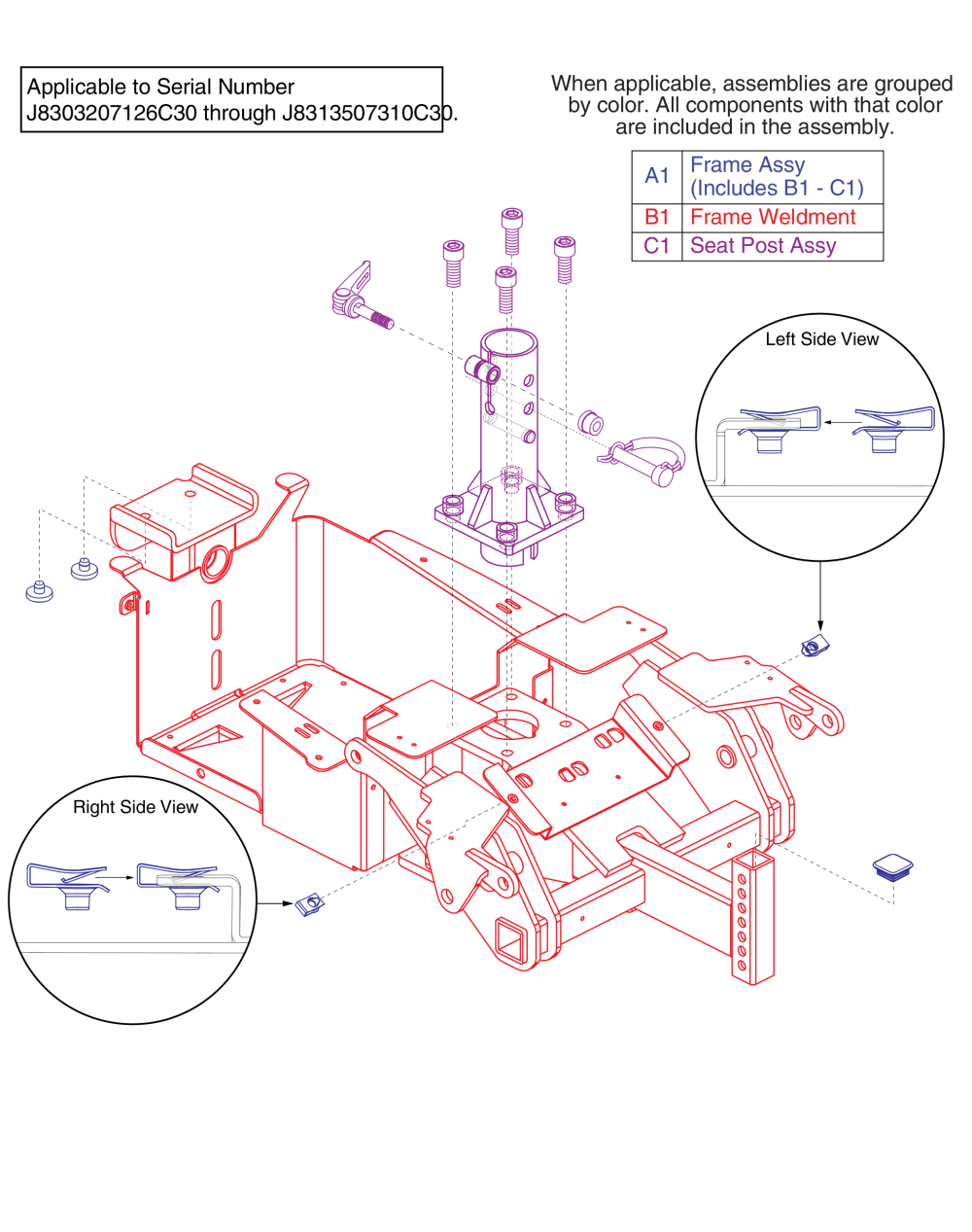 Main Frame Assembly - Gen 2, Bolt-on Seat Post parts diagram