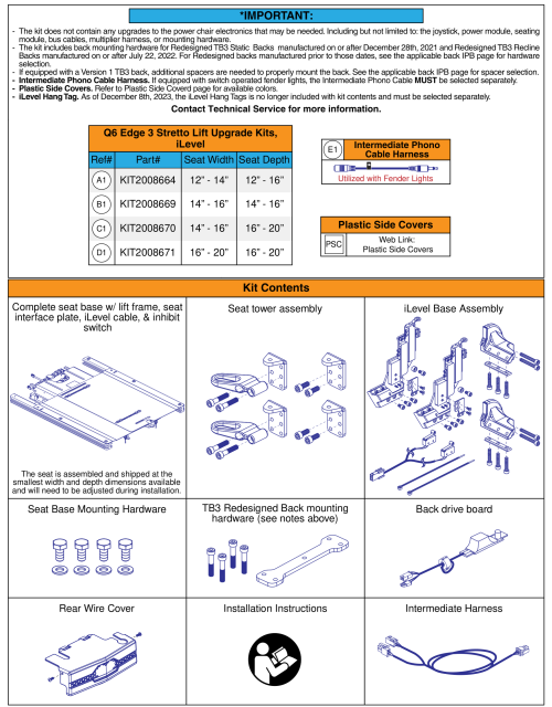 Stretto - Reac Lift Upgrade Kits (ilevel) parts diagram