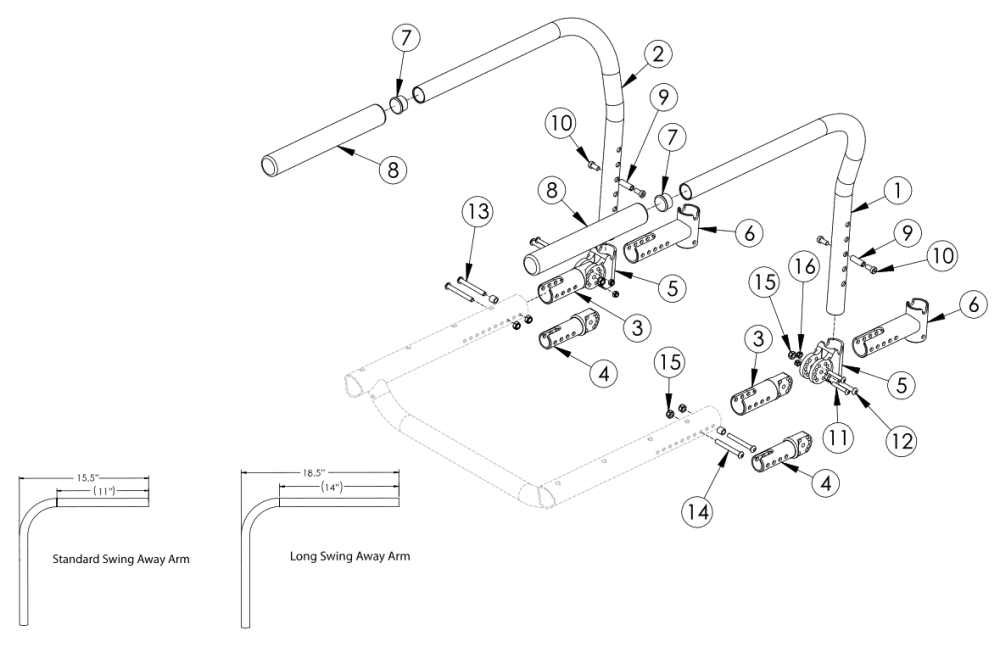 Rigid Swing Away Armrest parts diagram