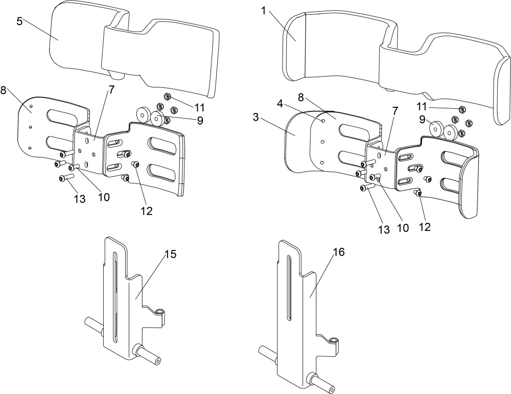 Cmpe Calf Pads And Bracket Options parts diagram