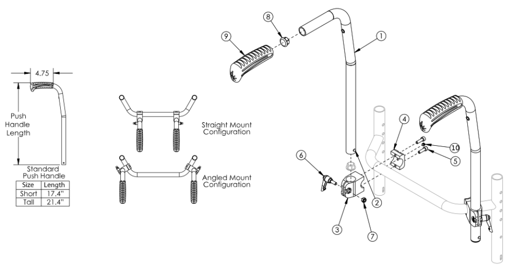 (discontinued) Rigid Stroller Handle parts diagram
