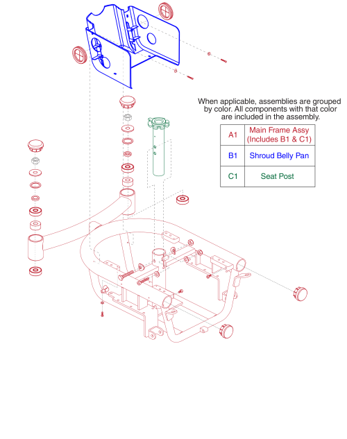 Z11 Main Frame, Shroud Belly Pan, Seat Post parts diagram