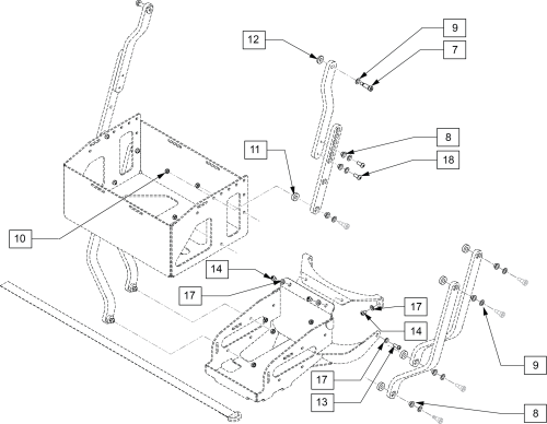 Qm710 Vent & Batt Tray Power Recline parts diagram