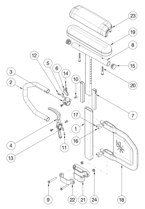 Rogue Xp / Little Wave Xp Tall Height Adjustable T-arm parts diagram