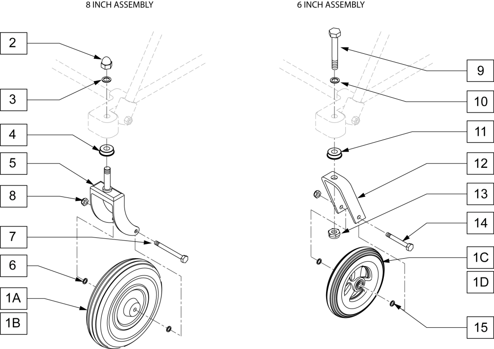 Caster Fork Assemblies parts diagram