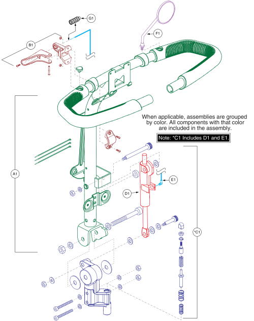 Tiller - Steering Stem - Dual A-arm parts diagram