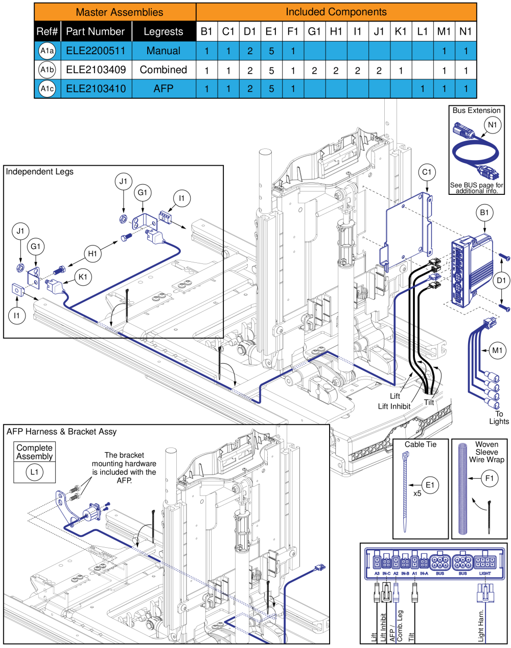 Ql3 Am3l, Tb3 Lift & Tilt (r44 Rival) parts diagram