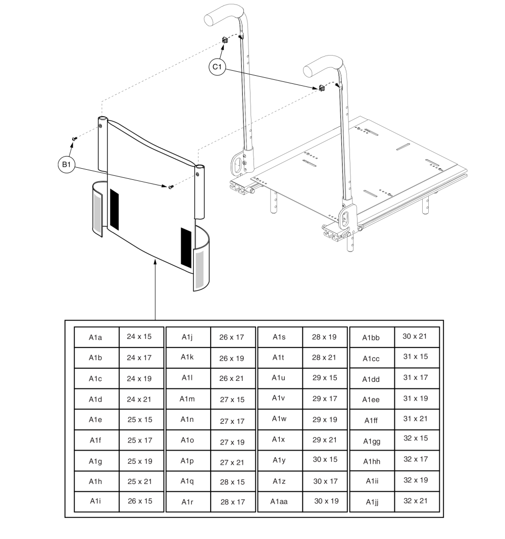 Synergy Seat Sling Back Assy's, Heavy Duty, 24