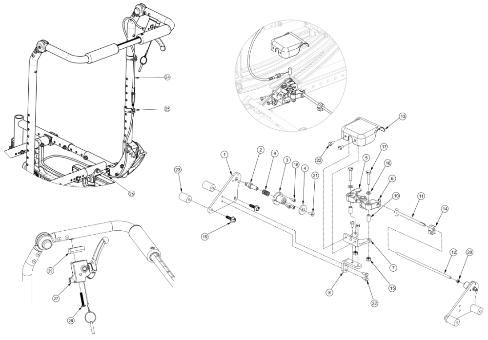 (discontinued 4) Focus Cr Hand Tilt Mechanism Fixed Height With Adjustable Handle Back parts diagram