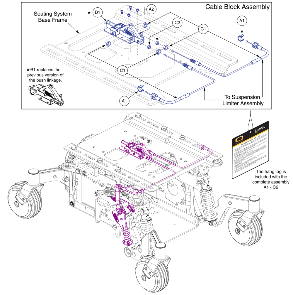 Ilevel Cable & Mounting Block Assy parts diagram