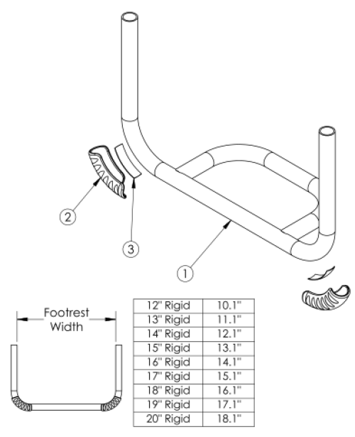 Ethos Tubular Open Footrest parts diagram