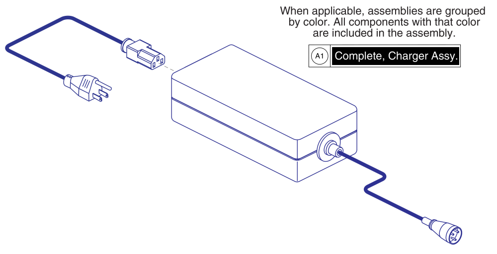 Offboard Charger Assy, Us/ca, Jazzy Passport parts diagram