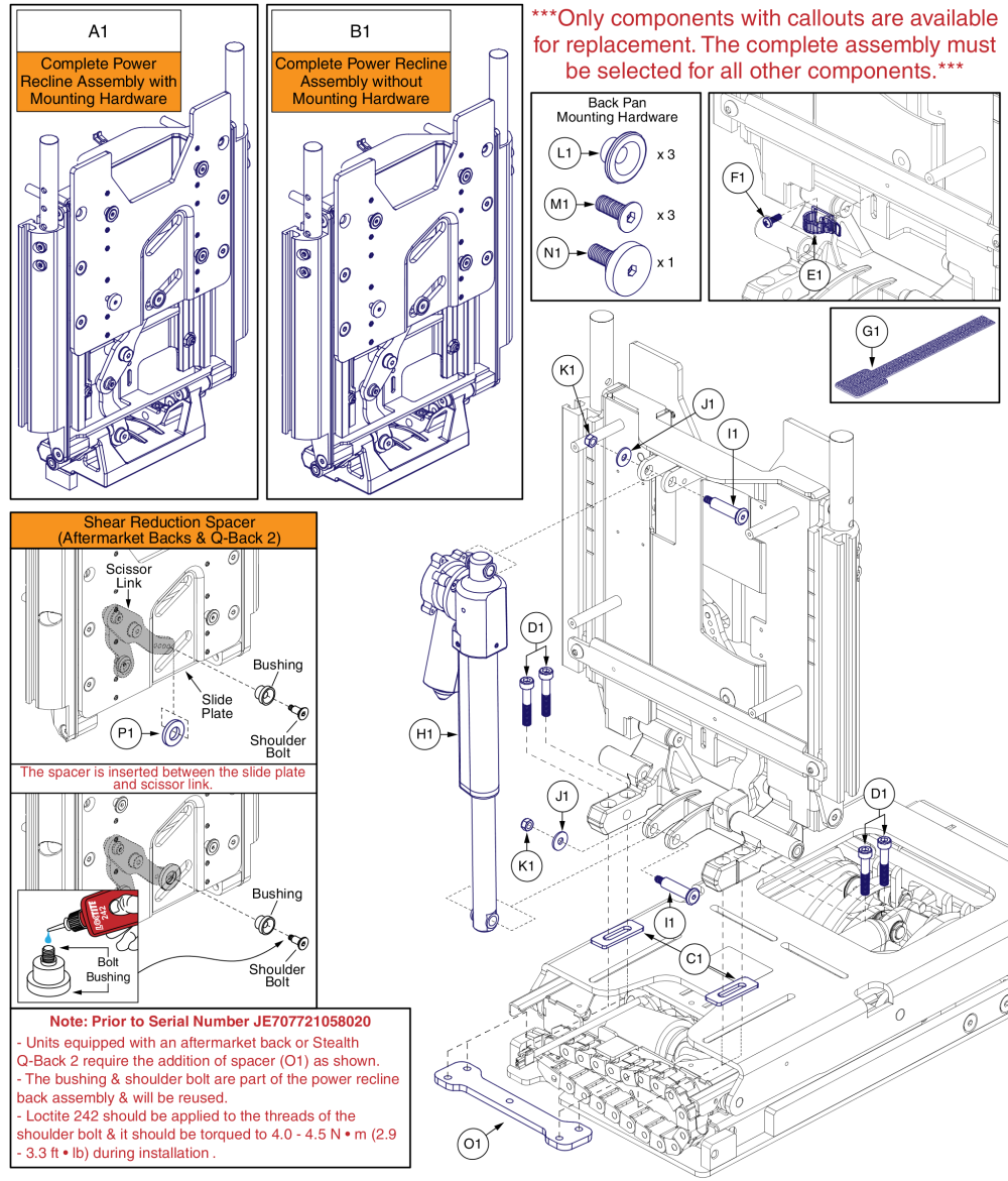 Power Recline Back, Reac Lift parts diagram