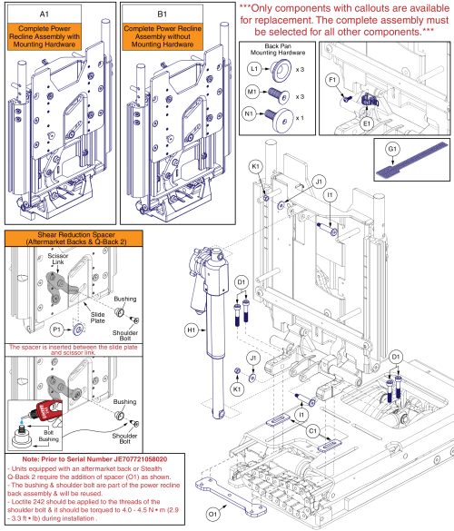 Power Recline Back, Reac Lift parts diagram