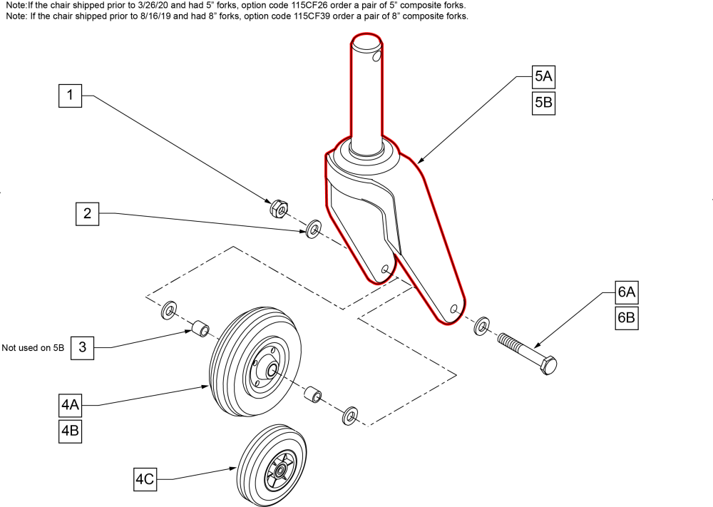 M6 Fork, Stem & Caster  Assm parts diagram