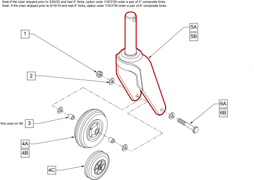 M6 Fork, Stem & Caster  Assm parts diagram