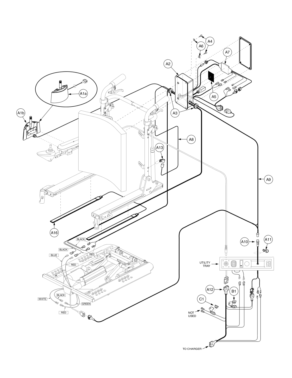 Tb1 Tilt, Remote Plus / Vsi Thru Toggle, Manual Recline, Gen 1 parts diagram