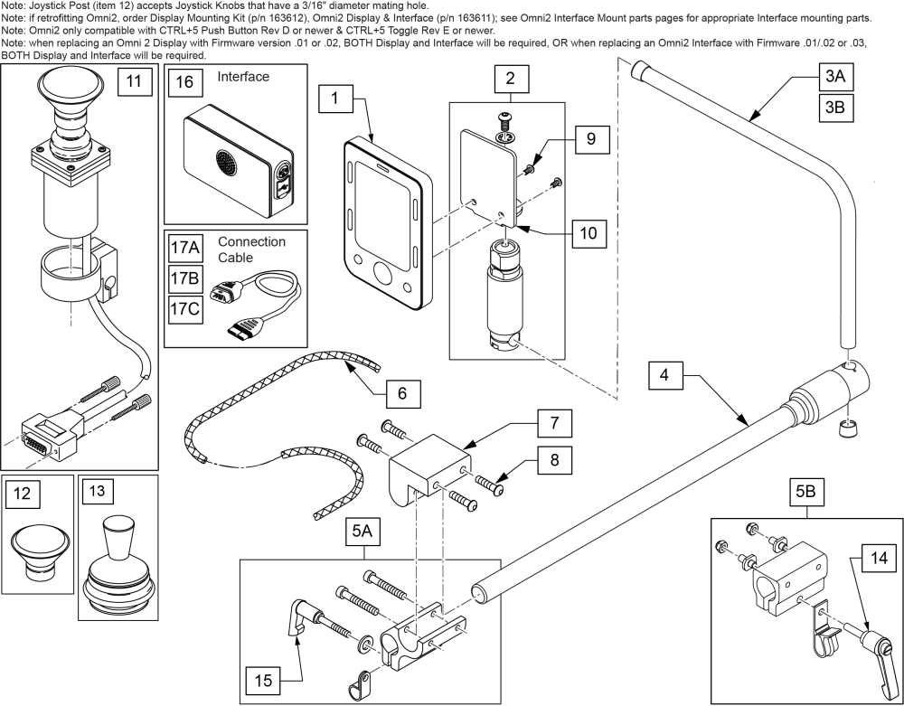 R Net Omni2  & Compact Joystick parts diagram